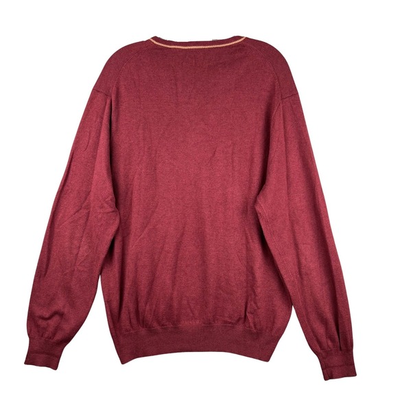 Joseph A Bank V Neck Sweater Cotton Cashmere Blend Mens Large Burgundy - Picture 2 of 5